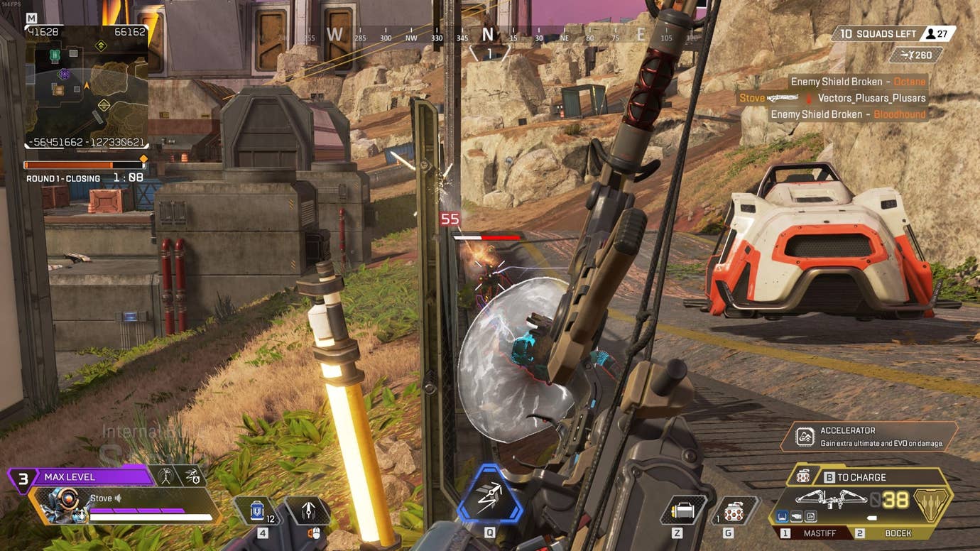 Firing a bow at an enemy in Apex Legends Season 25.